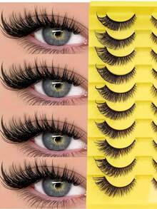 LIMEIKAI 10 Paar neue schräge Cartoon-Wimpern aus der Fuchsserie, volle Streifen Wimpernverlängerung für europäischen und amerikanischen Stil - Katzenaugen Wimpern - Übersicht 12