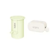 Soporte verde para cepillos de dientes + soporte color albaricoque para pasta de dientes