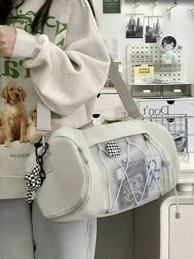 Bolsa de fitness portiva Mochila impermeable Gimnasio Yoga, Bolsa deportiva liviana para exteriores y fitness, bolso de mano de nailon de moda con compartimento para zapatos - Gris - Ver 11