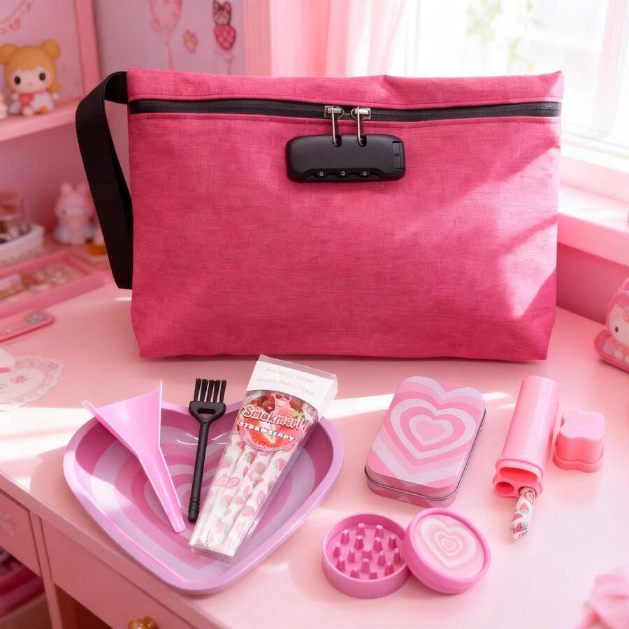 6pcs,Smell Proof Bag With Heart-Shaped Rolling Tray,King Size Flavored Cones,Slow-Burning,Grinder,Cigarette Case,Filler And Small Brush,Smoking Stuff,Party Supplies,Valentine's Day Gift. Mother's Day Gifts. - 彩色 - 查看 1