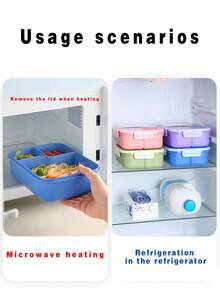 Bento Box, Lunch Box, School Lunch Box, Snack Box, Multi-Color Lunch Box, Lunch Box Set With Fork And Spoon, Lunch Box Bag, Lunch Bag, Microwave , Suitable For Home, Students, School, Office, Travel, Outdoor Picnic - Multicolor - View 9