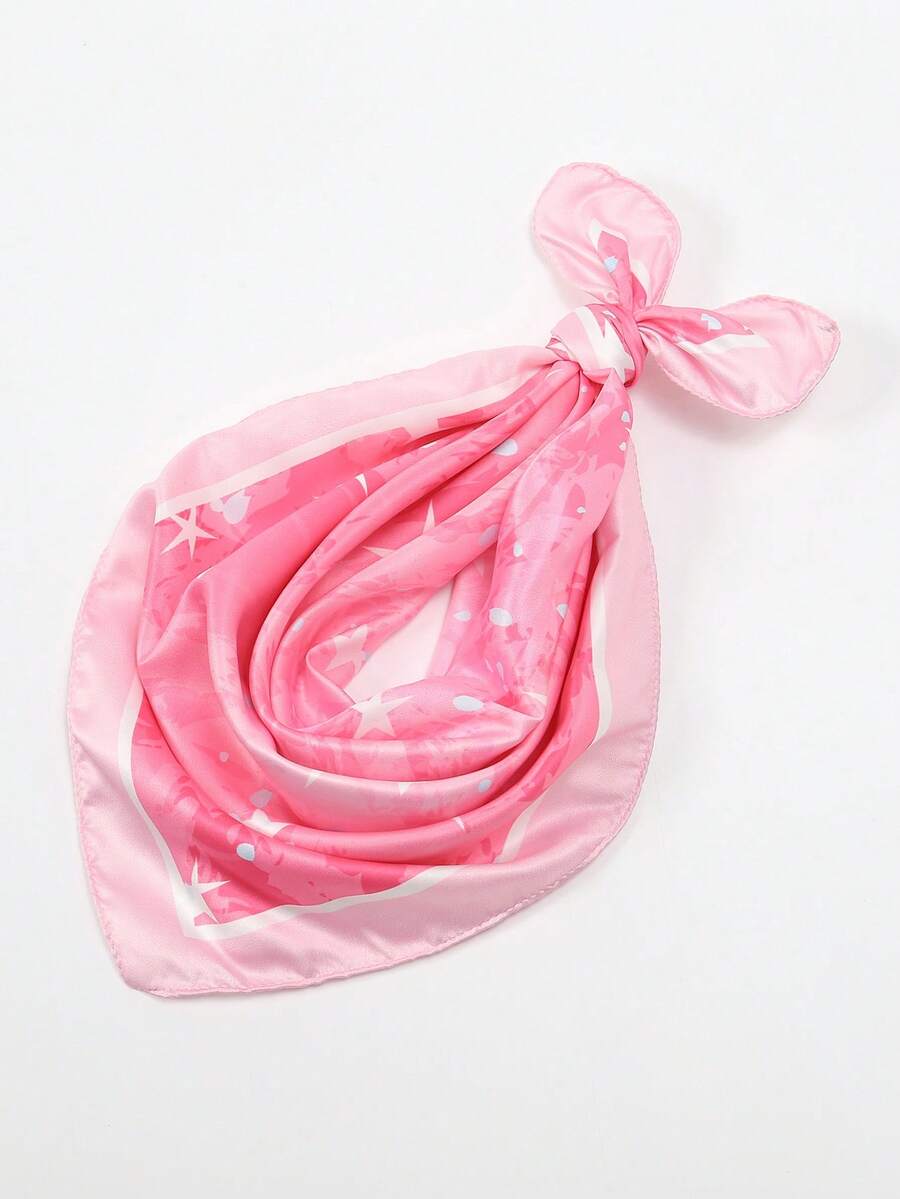 1 chiếc khăn vuông in họa tiết đơn giản 55cm, khăn bandana mùa xuân mới cho nữ, đa năng dùng làm thắt lưng, trang trí túi xách, băng đô, khăn quàng cổ thời trang. - Hồng - Xem 1