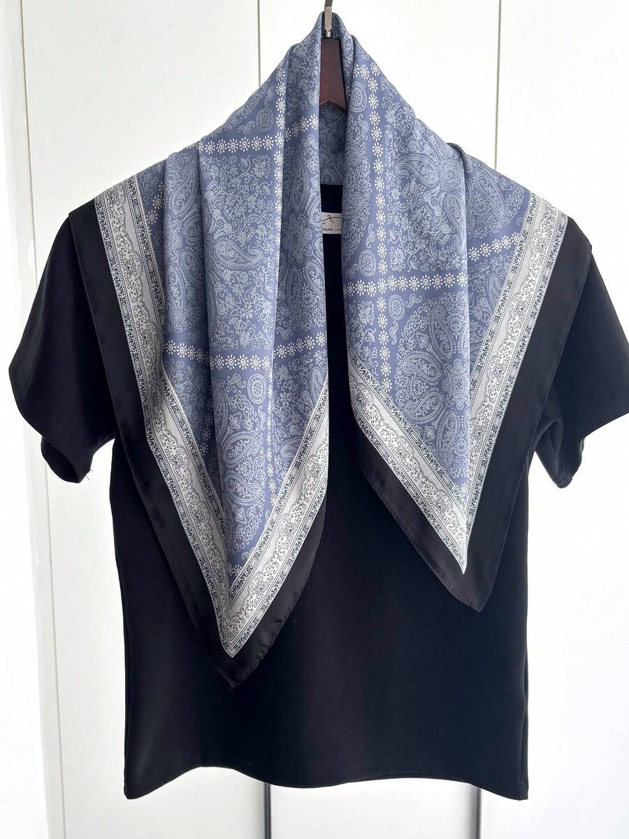 1pc Korean Style New Chain Decor Faux Silk Elegant 70cm Square Scarf, Satin Shawl Neck Wrap For Women, Versatile For Spring/Summer Women Headbands Casual Hair Accessories - Multicolor - View 1