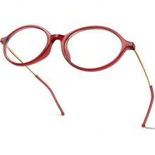 VISOONE - Gafas ovaladas con bloqueo de luz azul para mujer, lentes pequeñas y ligeras con marco de metal, MONA - Rojo Borgoña - Ver 6