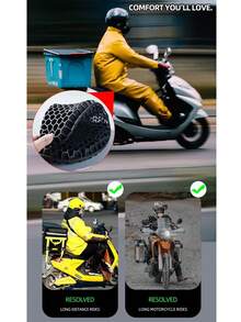 Four Seasons General New Heat Insulating And Breathable Motorcycle Gel Cushion Electric Car Sunscreen Seat Cover, Gel Seat Cushion, Breathable Honeycomb Design - Black - View 10