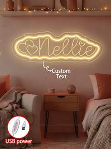 定制霓虹灯名字灯，个性化儿童霓虹节日礼物，霓虹家居装饰背景墙，USB供电家居装饰，非常适合情人节、派对、卧室、生日、游戏室，也是送给男孩女孩的理想礼物。 - name neon - 查看 3