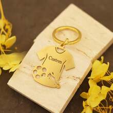 Customized Keychain Without Chain - Stainless Steel In Gold Tone, With Laser Cut Name And Jersey Design, Durable Casual Style Keychain, For Boy, Perfect Gift, Sports Fan, Sports Fan Accessories | Personalized Keychain | Durable Metal Keychain - Style 34 - View 4