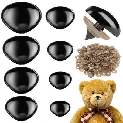 20/30/50pcs Black Plastic Triangle Nose With Gasket, Woven Design, Available In Large/Medium/Small Sizes (8/9/11/13/15/18/20mm), Suitable For DIY Crafts, Dolls, Puppets And Teddy Bear Accessories