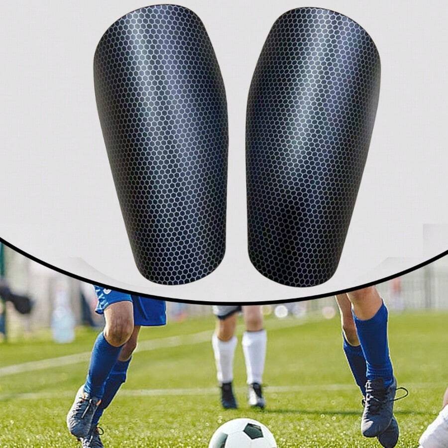 1 par de espinilleras de fútbol, material grueso con esponja de panal, unisex, protección de impacto resistente, contorneado para la pierna, proporciona comodidad - adecuado para todas las estaciones