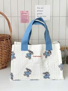 1个可爱卡通印花午餐包，适合上班族、学生，时尚便携，大容量多功能设计 - 彩色 - 查看 10