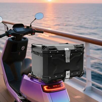 Motorrad-Dachbox, Motorrad-Gepäckfach, abschließbares Motorrad-Gepäckfach, robustes und langlebiges schwarzes Gepäckfach, einfach zu montieren, zur Aufbewahrung von Kleidung, Schuhen, Helmen, Regenjacken, Handschuhen, Wasserflaschen und Werkzeug während der Fahrt