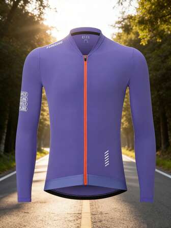 HISERWA Men's Long-Sleeved Cycling Jersey | Premium Stretch Fabric, Crew Neck Design, Geometric Pattern, All-Season Wear, With Pockets. Crafted Specifically For Cycling Enthusiasts.