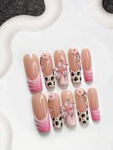 10 miếng dán móng tay màu hồng, bộ dụng cụ làm móng nghệ thuật kiểu Pháp giọt nước thủ công, trang trí móng tay họa tiết da báo vẽ tay, hoa 5 cánh, phụ kiện móng tay đính đá nhiều màu sắc, bộ dụng cụ làm móng gel, 3 kích cỡ: hình hạnh nhân, hình mỏ vịt, hình quan tài, bao gồm bộ dụng cụ, phù hợp cho phụ nữ và bé gái, thích hợp cho đám cưới, tiệc tùng, làm móng hàng ngày, dụng cụ làm móng thủ công, móng giả dán. - Nhiều màu - Xem 13