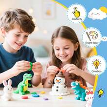 12/24/36 色风干粘土套装 - 儿童风干粘土，造型粘土，橡皮泥造型粘土（颜色随机，含工具），超轻速干神奇造型粘土，含雕塑工具，聚合物粘土，儿童理想礼物，史莱姆，圣诞礼物，手眼协调，儿童生日礼物。 - 彩色 - 查看 12