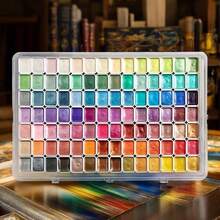 98 Colors Pearlescent Solid Watercolor Paint Set Dunhuang & Metallic Hues For Flower Wrapping Calligraphy Painting DIY Model Making - Multicolor - View 9