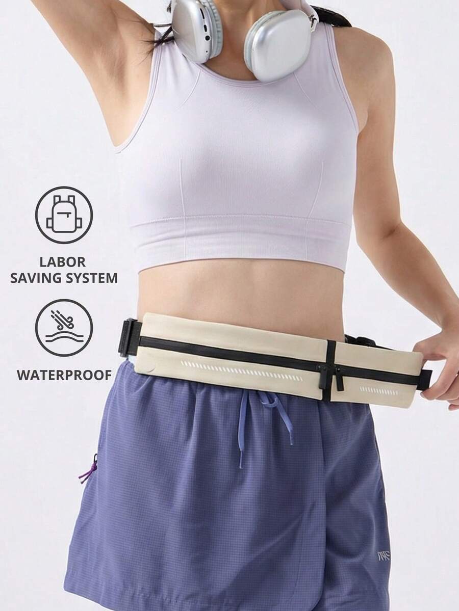 CAMEL CROWN 男女通用运动腰包，跑步手机袋，多功能超薄隐形腰带 - 卡其色 - 查看 1