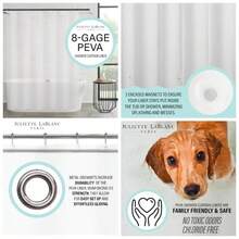 Peva Shower Curtain Liner, 72 inchx72 inch, - 182,9An x 182,9Al cm (1 Panel) + Transparente - Ver 1
