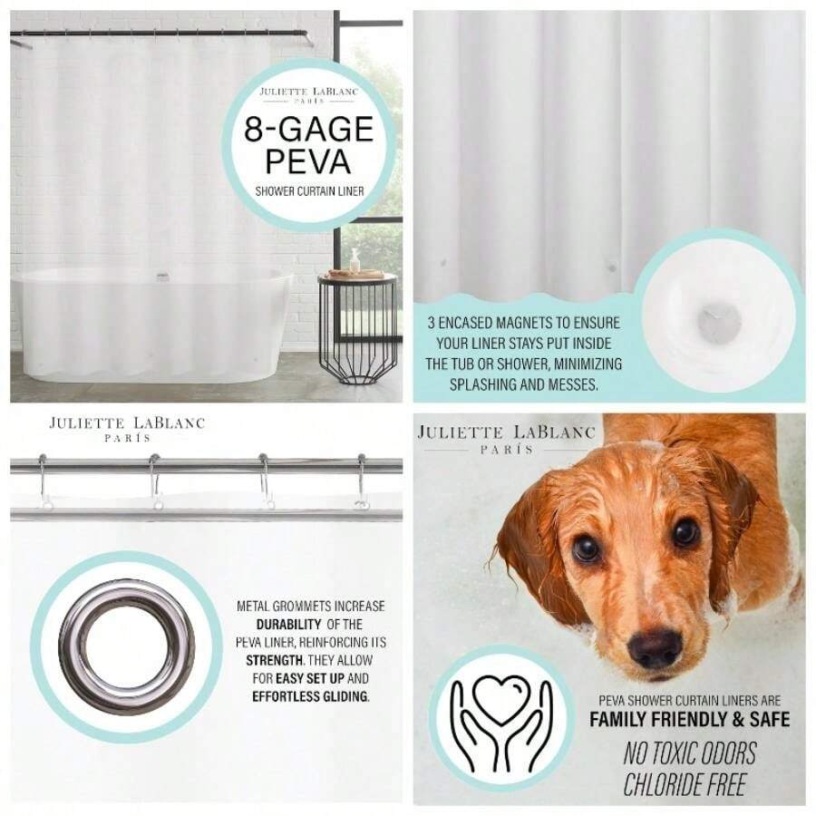 Peva Shower Curtain Liner, 72 inchx72 inch, - 182,9An x 182,9Al cm (1 Panel) + Transparente - Ver 1