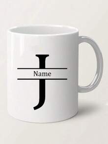 1pc, 11oz Personalized Letter Name Custom Coffee Mug - Designed Customized Cup, Ceramic Mug, Unique Novelty Mug, White Tea Cup, Personalized Letter Name Custom Coffee Mug - Designed Customized Cup, Summer & Winter Drinkware, Birthday Gift, Family Gathering Gift, Holiday Gift, Mildew Resistant, Reusable, Elegant, Cute, Modern