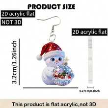 Bohemian Snowman Earrings, Mini Snowball Style, Christmas Party Flat Acrylic Snowman Earrings - Multicolor - Ver 5
