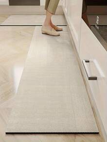 [HOT!!!]1pc Soft Rubber Kitchen Mat, 3.5mm Thick Kitchen Rug, Modern Minimalist Geometric Style Kitchen Absorbent Mat Large Carpet, Can Be Self-Cut To Fit Kitchen Size, Surface Fabric Material, Middle Sponge Layer, Bottom Rubber Layer, Suitable For Kitchen Rugs, Kitchen Decor, Wedding Decor, Home Decor, Bathroom Mat, Entryway Mat, Laundry Room Mat, Hallway Carpet, Living Room Mat, Etc. - Multicolor - View 2