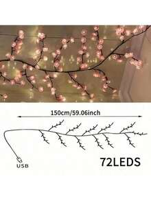A Cherry Blossom Branch-Shaped Lamp With 72/96/144 LEDs, A Bright Cherry Blossom Branch-Shaped Lamp, A Flexible Cherry Blossom Branch-Shaped Lamp, Cherry Blossom Branch-Shaped Lamp, 8 Flashing Modes - Multicolor - View 15