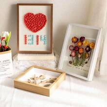 1pc 3D Hollow Dried Flower Specimen Photo Frame, DIY Butterfly Eternal Flower Paper Rose Hollow Frame, No Accessories Included