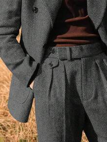 Mens Pants Tweed Herringbone Vintage Dress Pant Trousers Regular Fit Suit Pants For Men,High Waisted Pants For Weekend Casual, Daily, Formal Evening - 灰色 - 查看 3