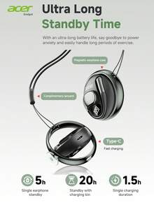 Acer OHR550 Open-Ear Wireless Earbuds, Ear-Hook Design For Sports, Running, Cycling, Heavy Bass 3D Sound, Call Noise Cancellation, Comfortable Fit, Compatible With Phones And Tablets - one-size - View 10