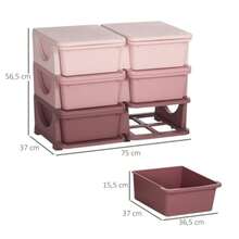 Plastic Storage Box, Toy Storage, 6 Drawers, Toy Organizer, Children's Room Dresser, Pink - 粉色 - 查看 2