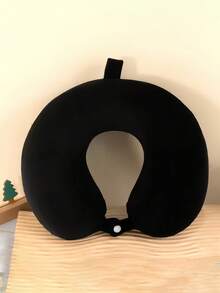 Black Travel Neck Pillow, Best Memory Foam Airplane Pillow For Head Support Soft Adjustable Pillow For Plane, Car & Home Recliner Use Travel Rest Supplies Travel Items Sleep Help Vacation Accessories Holiday Comfortable Sleepers For Travel Camping Office Accessories Travel Plane - màu đen - Xem 12