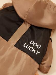 PETSIN 1 Áo khoác gió thời trang thường ngày cho chó cưng, áo khoác trùm đầu tay dài họa tiết chắp vá nhiều màu sắc thiết kế tối giản dành cho chó Teddy, chó Poodle, chó nhỏ, mùa xuân/thu/đông - màu nâu - Xem 4