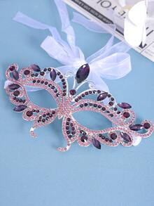 1pc Rhinestone Half Face Mask Women Masquerade Eye Mask Shiny Rhinestone Metal Mask For Party Prom Masquerade Ball Bridal Cosplay Events,Valentine's Day Costume - Multicolor - View 19