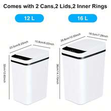 Senmeo (1 Pack) Plastic Sleek Style Sensor Trash Can, 3.2 Gal, Touchless Auto Open/Close, Odor-Proof Lid, Slim Shape, Bathroom/Bedroom/Living Room/Office, Battery Powered (AA Batteries Not Included), White - 1PC-3.17gal白色 - 查看 5