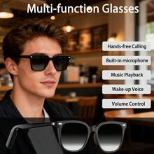 SENBONO Smart Wireless Glasses, Music Playback And Wireless Calling - AI Voice Assistant, HD Stereo Dual Speakers, Compatible With Android And IOS, Indoor/Outdoor Use, Fashionable And Durable Design, Unisex, Multifunctional Glasses For Gaming, Conferences, Music, Calls, Driving, Great Gift - Unisex - Black - View 4