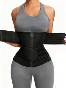1pc Waist Trainer, Sweat Enhancing, Postpartum Shaping, Dual Waist Belt With Zipper, Waist Cincher - 彩色 - 查看 3