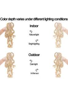 2pcs Fluffy Roman Curly Ponytail Wig Clips, Blonde & Black Lolita Double Ponytail - Multicolor - View 6