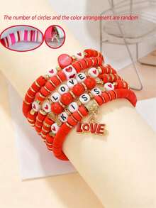 Different Valentine's Day Letter Friendship Bracelets, Designed By A Popular Singer, These Elastic Bracelets Can Be Used As Classroom Prizes, Exchange Gifts, And Valentine's Day Party Gifts. (Suitable For Holiday Gift-Giving, Back-To-School Season, And Valentine's Day)