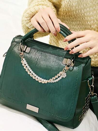 10英寸优雅花卉图案钱包肩带链条，配金色扣环，可拆卸肩带，适用于女士手提包、斜挎包、钱包 - 适合黑色、金色、白色、米色包包 - 耐用金属结构，斜挎包配件，装饰点缀，高品质工艺，时尚配饰