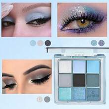 K'APEINE 9-Color Blue Eyeshadow Palette, Pearl & Matte Ocean Tones Eyeshadow Set, High-Pigment Pearlescent Eye Makeup, Suitable For Party And Daily Makeup, Long-Lasting Waterproof Eye Cosmetics Set - Blue - View 3