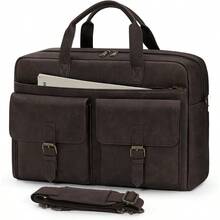 RAINSMORE Portafolios para Hombre Maletin para Laptop 16 Pulgadas Mochila Portafolio Piel Hombre de Impermeable con Bandolera Ajustable - c y f - Ver 1