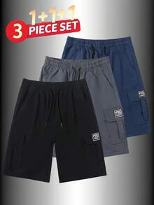 3pcs Men's Summer Cargo Shorts - Non-Stretch, Casual Style With Pockets, Loose Fit Suitable For Outdoor Sports, Street Parties And Travel, Versatile Functional Cargo Shorts - Multicolor - View 8