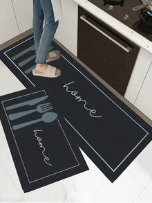 1/2 Piezas Juego de Alfombras de Cocina con Patrón Geométrico - Alfombras, Adecuadas para Entrada, Sala de Estar, Lavandería y Baño - Perfectas para la Decoración del Hogar - multicolor - Ver 3