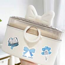 50pcs Blue Bookish Series Cartoon Graffiti Stickers, Decorate Computers, Skateboards, Helmets, Waterproof Stickers - Multicolor - View 10