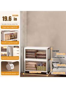 Asnews 1/2/3/4/5layers Plastic Storage Bins With Lids, Stackable Storage Containers With Wheels, Folding Storage Boxes, Collapsible Storage Bins, Closet Organizers And Storage For Living Room, Kitchen, Office, Dorm - trắng - Xem 16