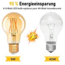 Kasotile 1pc A19 Vintage LED Light Bulb, High Brightness 2700K Warm White, 9W E26 Standard Base, 800 Lumens, CRI80+, Clear Glass Filament Bulb, Suitable For Home, Restaurant And Farmhouse. Non-Dimmable.