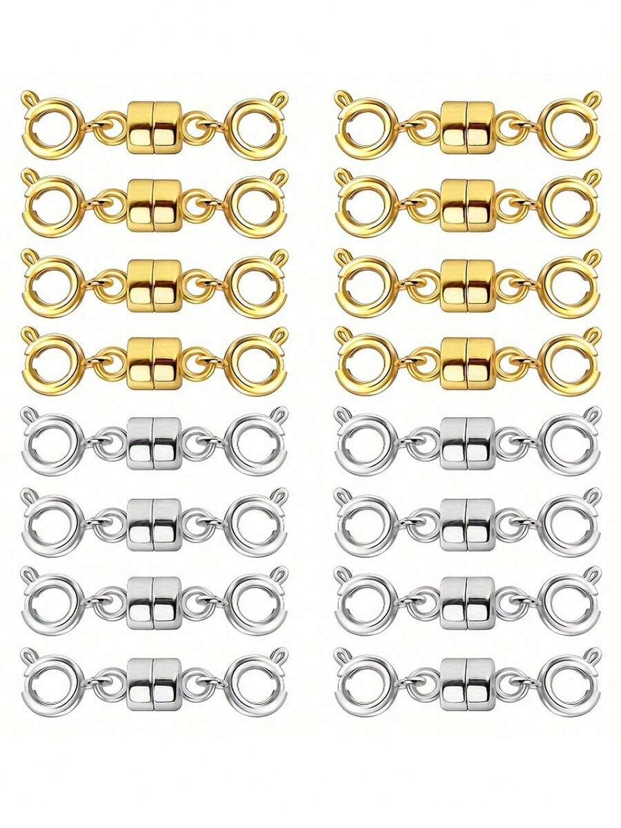 4Pcs/10Pcs Gold And Silver Necklace Clasps Magnetic Jewelry Locking Clasps And Closures Bracelet Lobster Clasp Connector For DIY Necklace Bracelet Jewelry Crafts Making Supplies - Multicolor - View 1