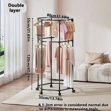 Coat Racks,Clothes Drying Rack With Wheels, Space-Saving Clothesline Home,Sturdy Metal Construction,Balcony, Living Room - màu đen - Xem 2