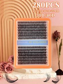 Set de gene false în formă de cluster 266/280, gene curbate în formă de D, diverse densități mixte, lungime 10-20 mm, super moi, naturale și frumoase. Trusa de instrumente pentru gene DIY include o pensetă, lipici pentru gene și o pensulă pentru gene, ușor de utilizat pentru începătorii în machiaj. Gene false pufoase portabile, potrivite pentru munca zilnică, călătorii, nunți și fotografie de portret. - Multicolor - Vizualizare 18