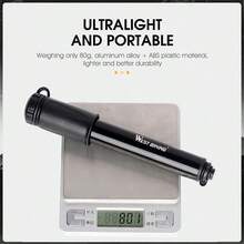 WEST BIKING 手动迷你自行车气筒 轮胎充气泵 美式/法式气嘴 球形针管 软管 山地车配件 便携式自行车气筒 - 黑色 - 查看 7